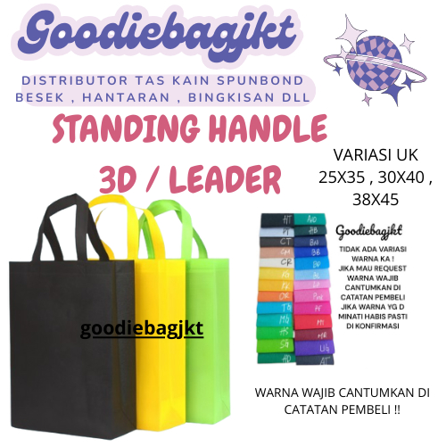 

TAS SOUVENIR GOODIEBAG LEADER SPUNDBOND STANDING HANDLE 30x40 ISI 12PCS