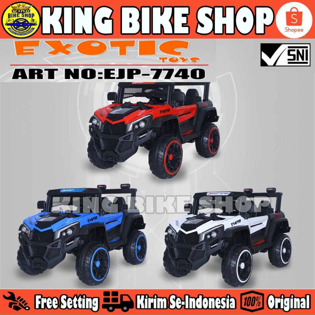 Mobil Mobilan Aki EXOTIC EJP 7740 JEEP Mesin Ganda 12V 7AH Remote Mainan Anak
