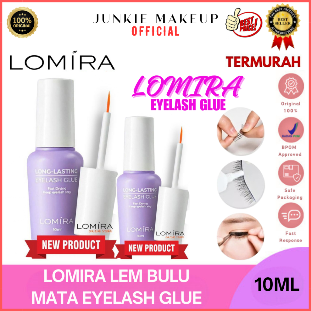 𝗝𝗨𝗡𝗞𝗜𝗘 𝗠𝗔𝗞𝗘𝗨𝗣 - Lomira Lem Eyelash Extension Super Kuat/ Lem Bulu Mata / Eyelash Glue 10ML [BPOM]
