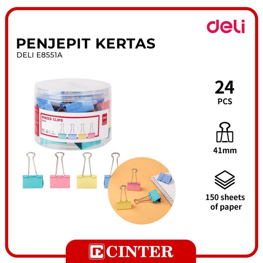 

DELI - PENJEPIT KERTAS LIPAT / PENJEPIT KERTAS / BINDER CLIP COLORFUL E8551A