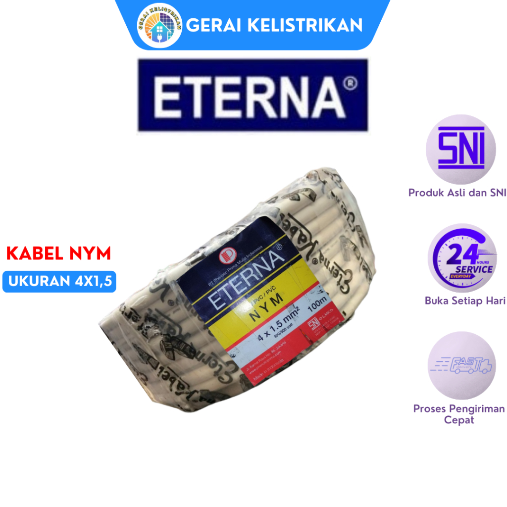 Kabel NYM 4x1,5 ETERNA Kabel LIstrik Kawat Tembaga