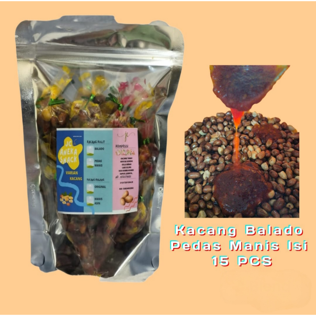 

Kacang Balado Pedas Manis Isi 15 Pcs
