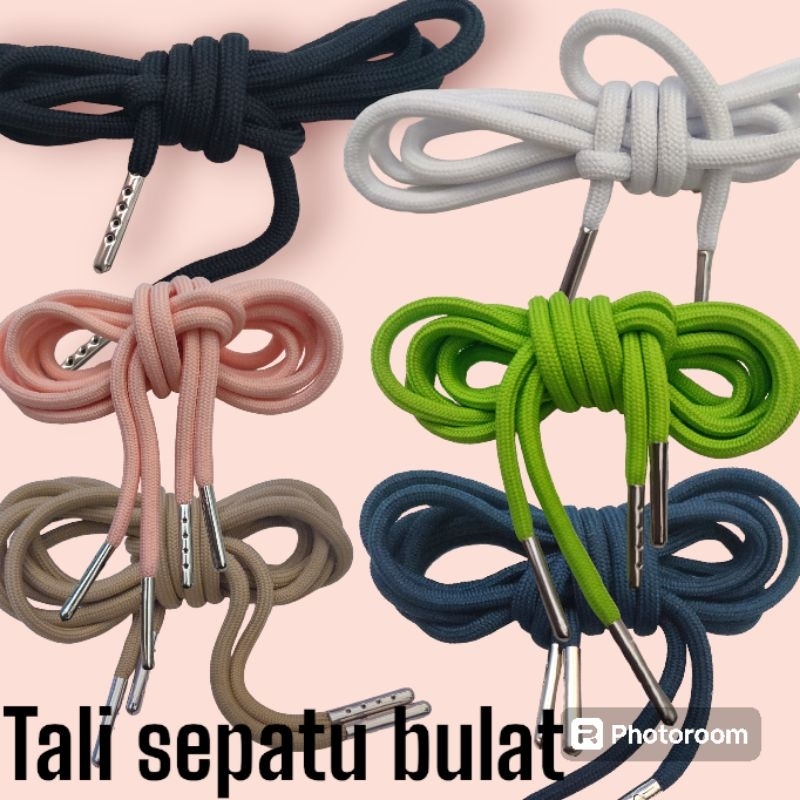 tali sepatu bulat Polyester premium , ujung besi stainles stell