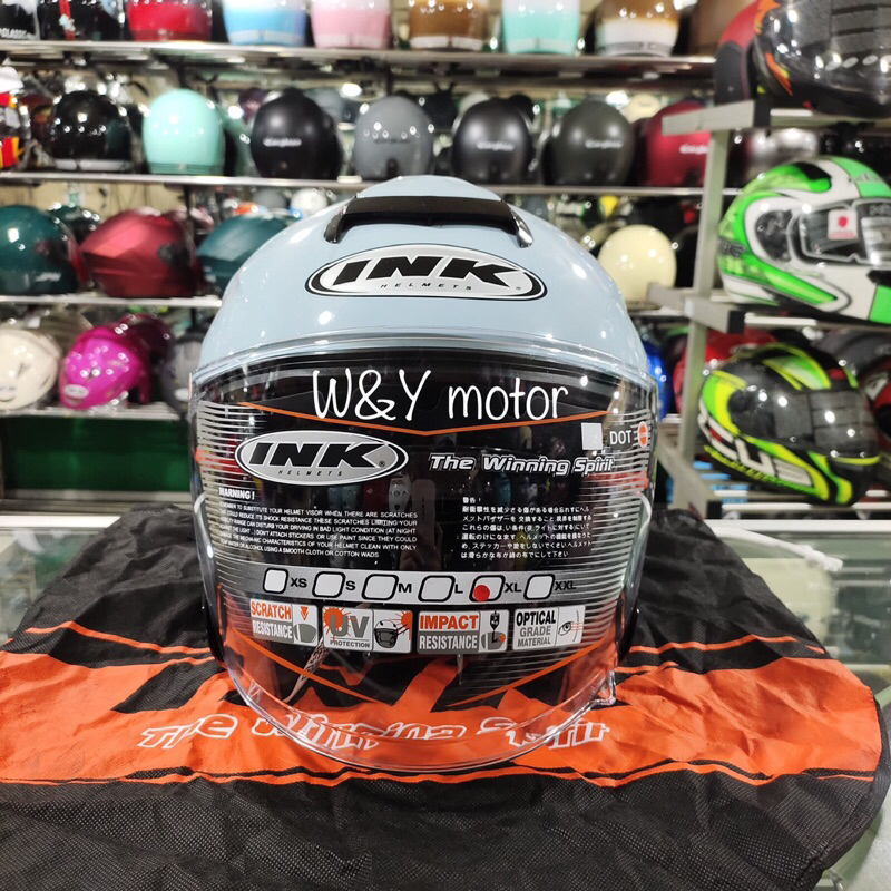 Helm Half Face INK Dynamic Warna Steel Blue / Biru Steel Muda