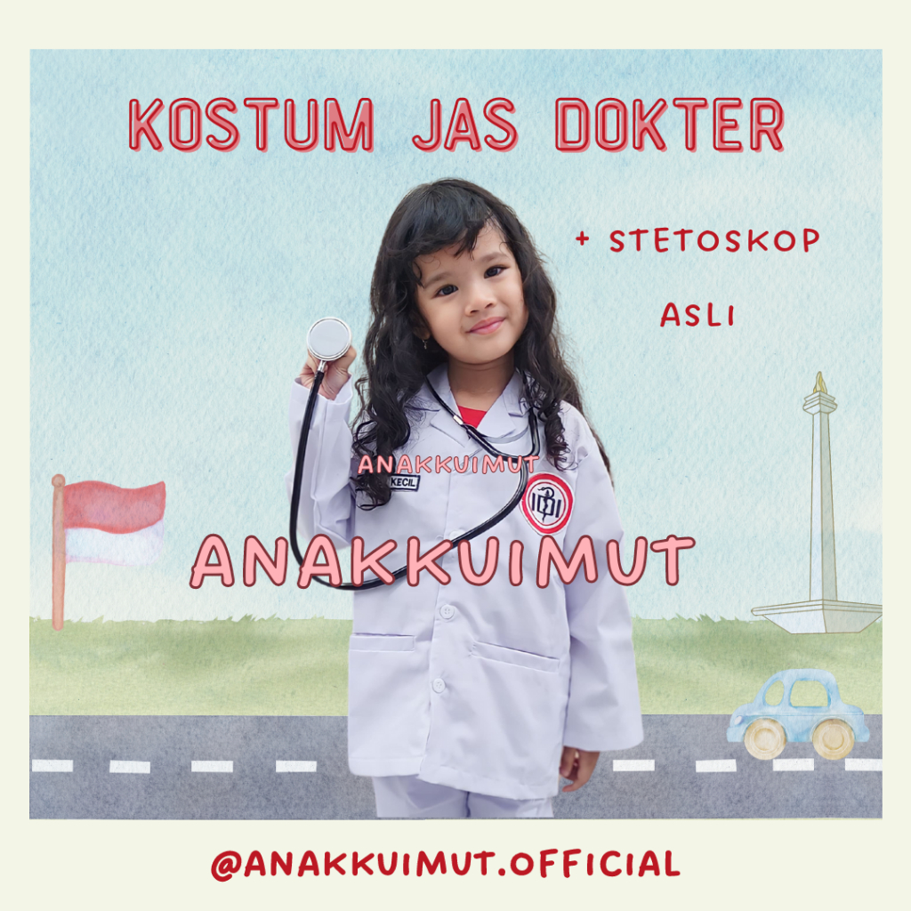 [ANAKKUIMUT] BAJU DOKTER ANAK - KOSTUM DOKTER ANAK- JAS DOKTER ANAK LENGKAP STETOSKOP ASLI