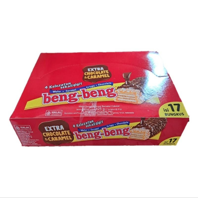 

BENG - BENG REGULAR I BENG-BENG WAFER COKLAT 25 GRAM - ( HARGA PER BOX ) | 1 BOX ISI 17 | Beng beng Reguler Box isi 17 pcs x 25gr I beng- beng wafer I wafer cokelat caramel | Wafer Beng Beng Coklat Karamel | Wafer Caramel