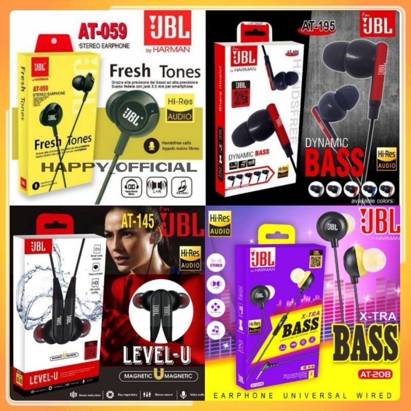 HF Headset Premium JBL AT-059| AT-208| AT-145| AT-195 Xtraa Bass Packing Import