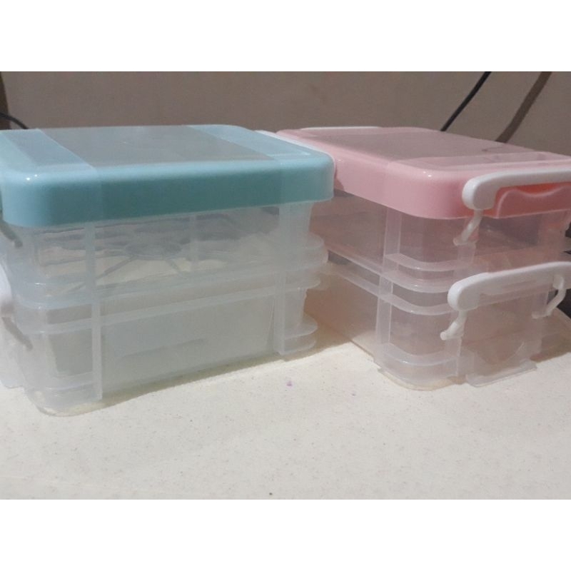 Mr DIY storage box two layers kotak serbaguna dua tingkat kotak kontainer penyimpanan photocard stuf