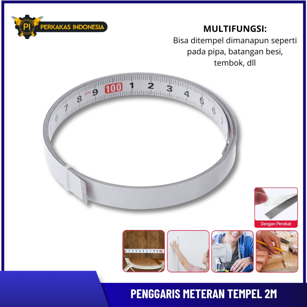 

Penggaris Meteran Tempel 2m Alat Track Tape Ukur Meja Bangunan Panjang 2 Meter Meteran Gulung Roll Pengukur Adhesive Scale Bar Besi Steel Ruler