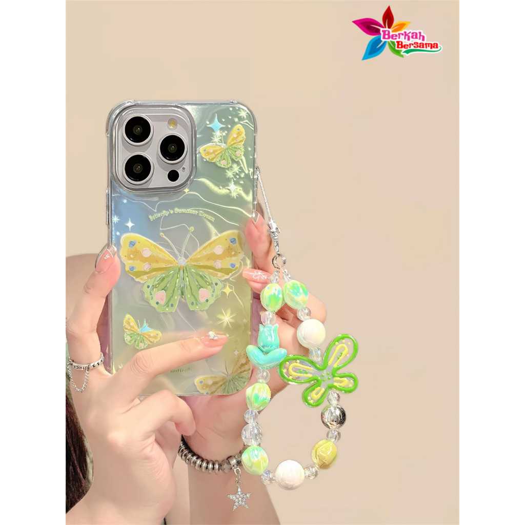 SS943 Yellow Green Butterfly With Charm Wattery Ripple Textured Case Gradient Hardcase Casing Hp FOR