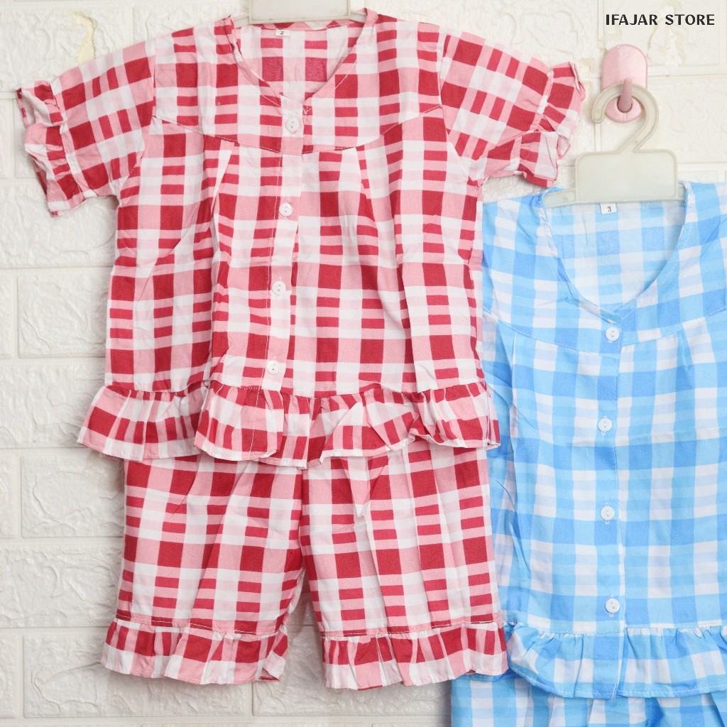 Setelan Baju Tidur Anak Rempel Motif "KOTAK-KOTAK (Usia 6 BLN - 3 TH)
