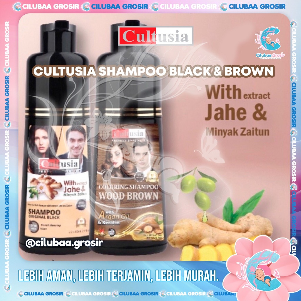 CULTUSIA SHAMPOO BLACK & BROWN DENGAN ZAITUN DAN EKSTRAK JAHE 160ML ORIGINAL BPOM