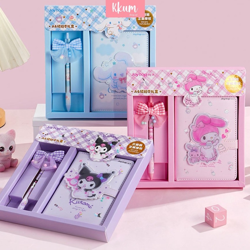 

AGMZG4798 Jurnal Set A6 Diary Sanrio Buku Tulis hadiah anak lucu Magnet Memo Kuromi Cinnamoroll Melody