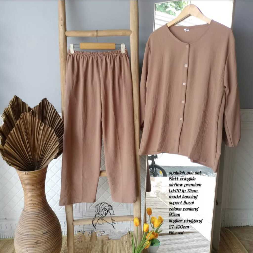 PROMO SETCEL ANDIN/SET BAJU MURAH/SETELAN POLOS CRINGKEL PREMIUM