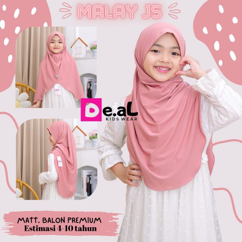 DE.AL - MALAY JS PASHMINA INSTAN ANAK JERSEY BALON PREMIUM BY BUNGA HIJAB