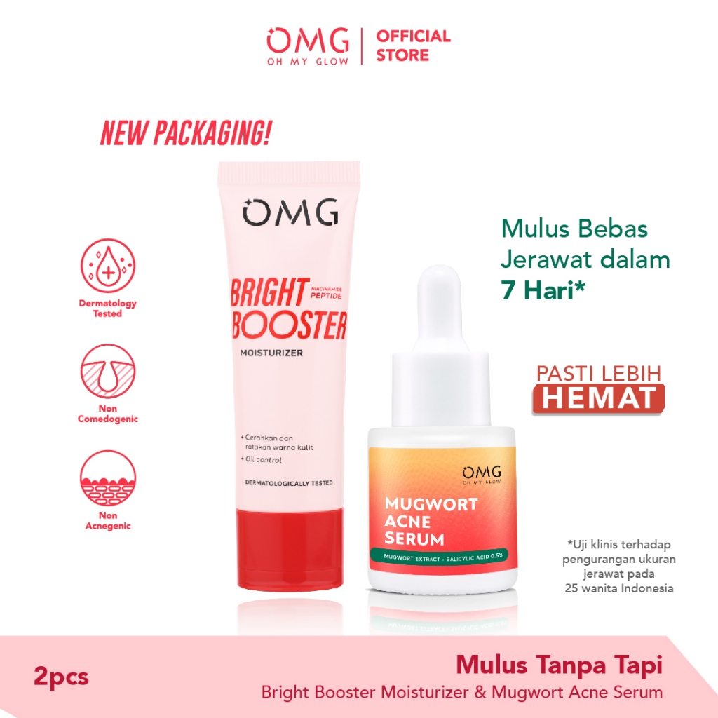 OMG Mulus Tanpa Tapi Starter Kit (Tone Up Moisturizing Cream + Serum) Oh My Glow Bright Booster Mois