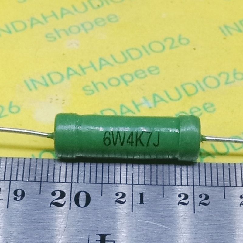 6W4K7J HIJAU 4K7 6W WIREWOUND RESISTORS 4k7 6watt kaki tembaga 4.7 kilo ohm 6 watt resistor 4,7 kilo