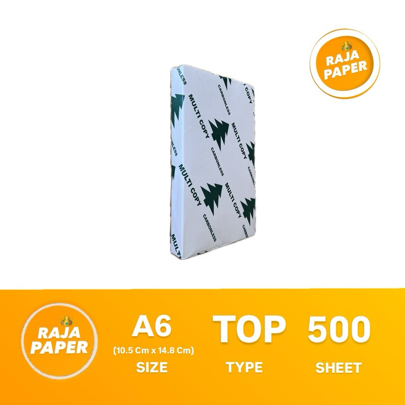 

Kertas NCR " Top " A6 MULTI COPY 500 Lembar 55 GSM , 1 Rim ( 105 Mm x 148 Mm ) / ( 10.5 Cm x 14.8 Cm ) 55 GR Non Carbon Required.