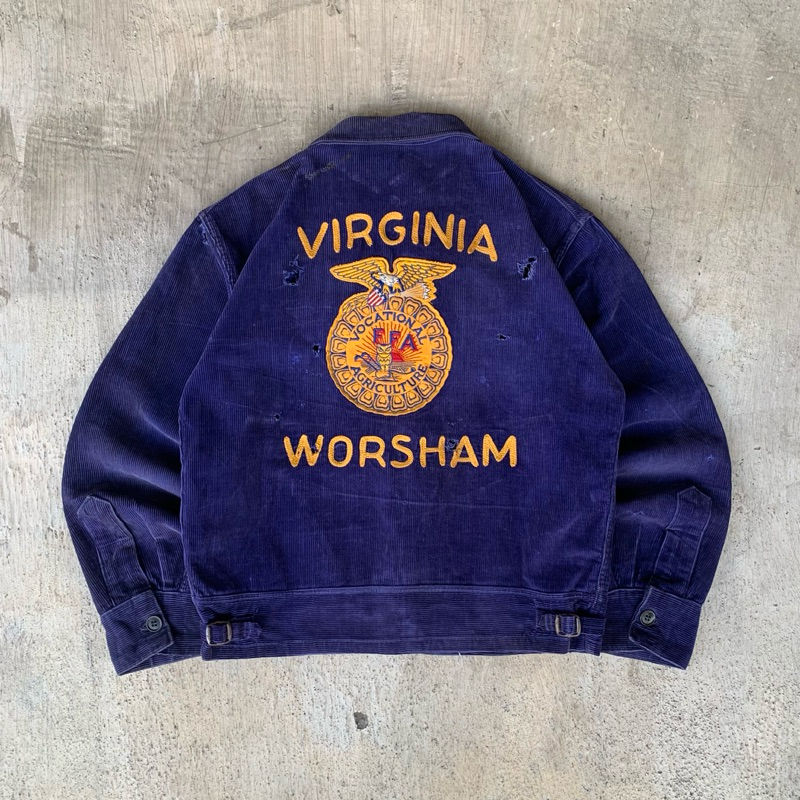 50s FFA Jacket .VIRGINIA-WORSHAM corduroy true vintage distressed