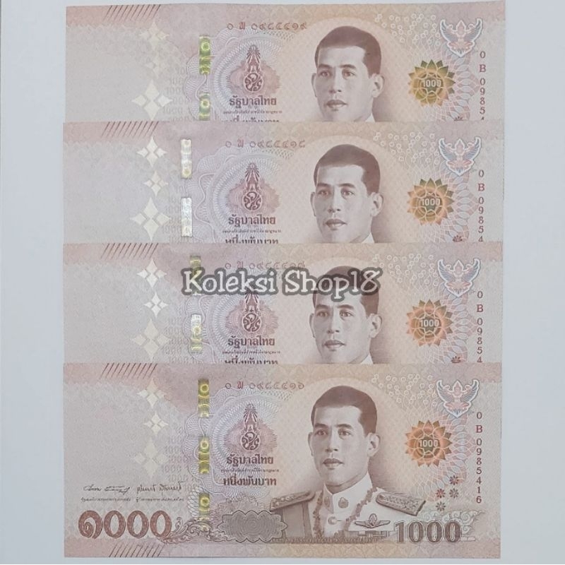 Koleksi Uang Asing Thailand Bath Pecahan 1000 Bath Raja Baru