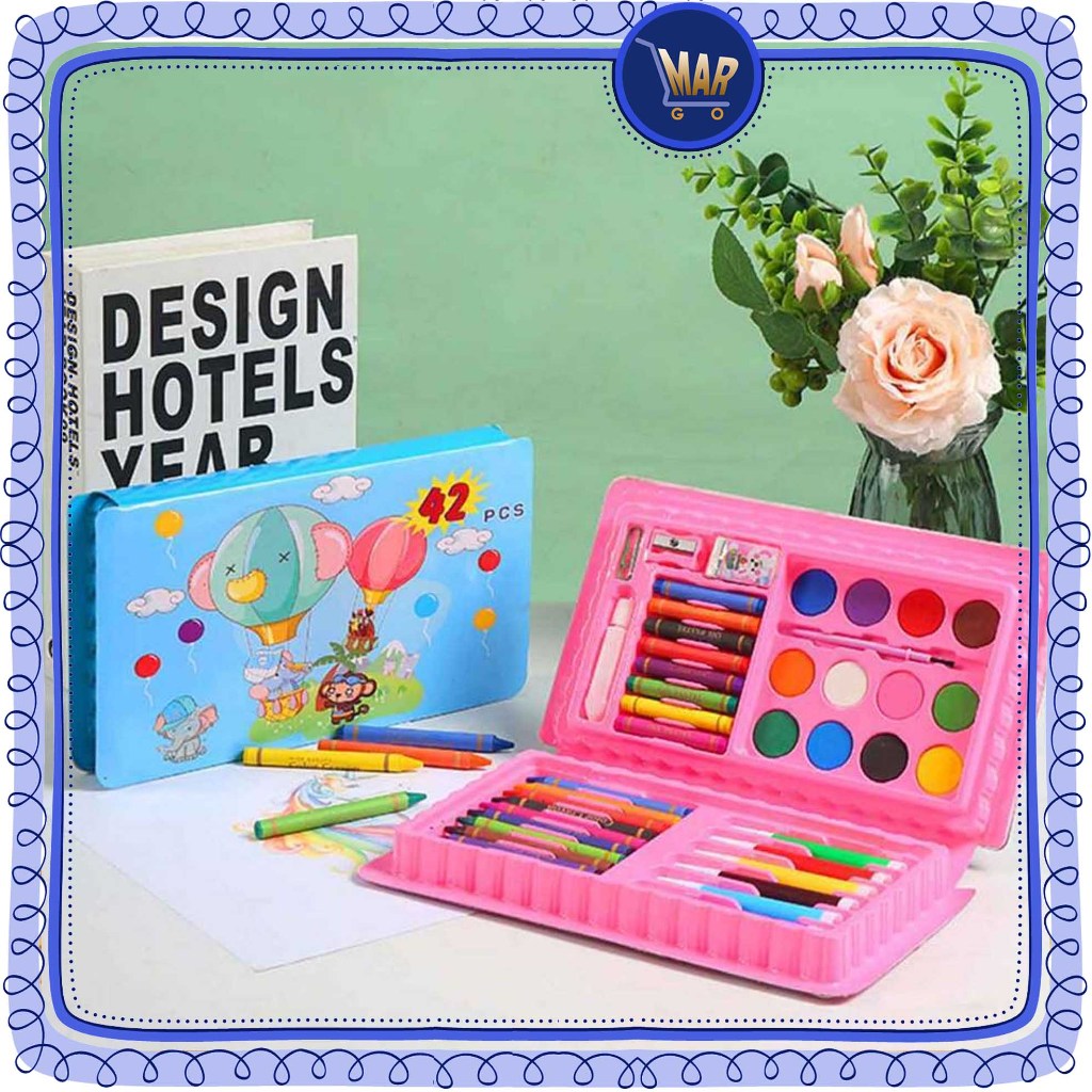 

Crayon set 42 pcs mewarnai spidol warna cat air kado sovenir anak kotak set