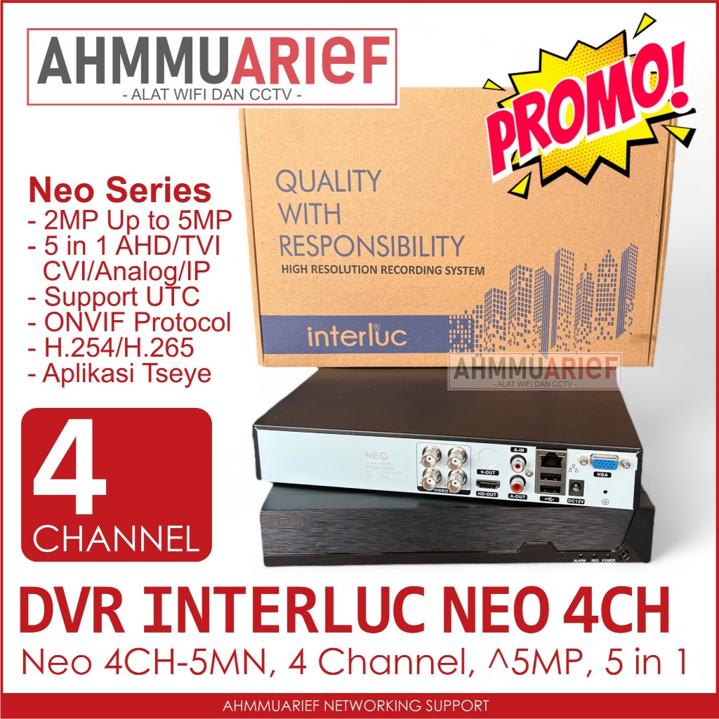 DVR CCTV INTERLUC EDGE NEO 5MN 2MP UP TO 5MP 4CH 8CH 16CH 4 8 16 CHANNEL DIGITAL VIDEO RECORDER KAME