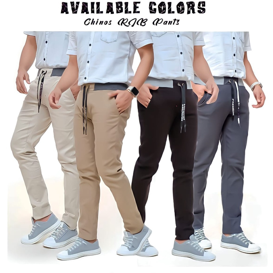 Paket Celana Cinos Panjang Pria Dewasa Chinos Rib Pants Casual Santai Harian Kerja