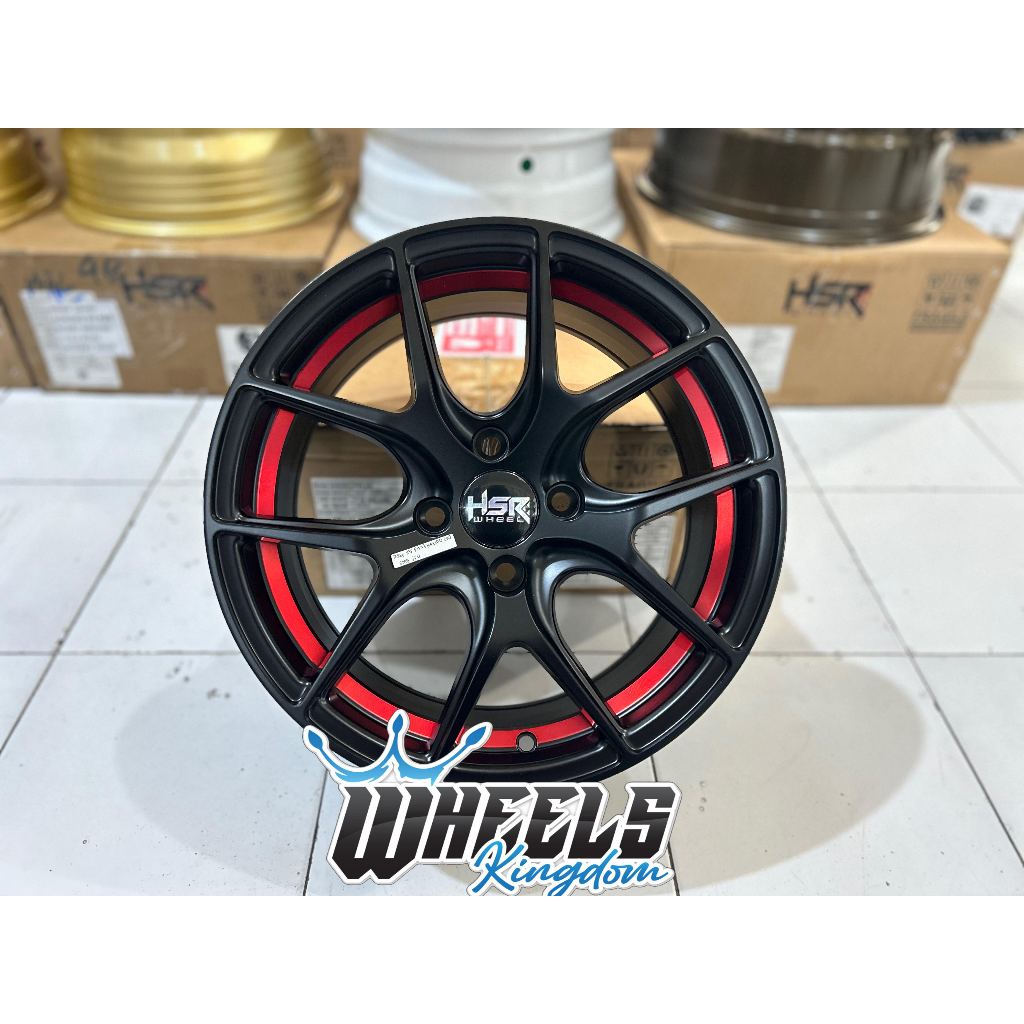 VELG R15 VELG MOBIL RACING RING 15 PCD BUT 4X100 HSR TOREY R15 LEBAR 7 ET42 HITAM LIS MERAH