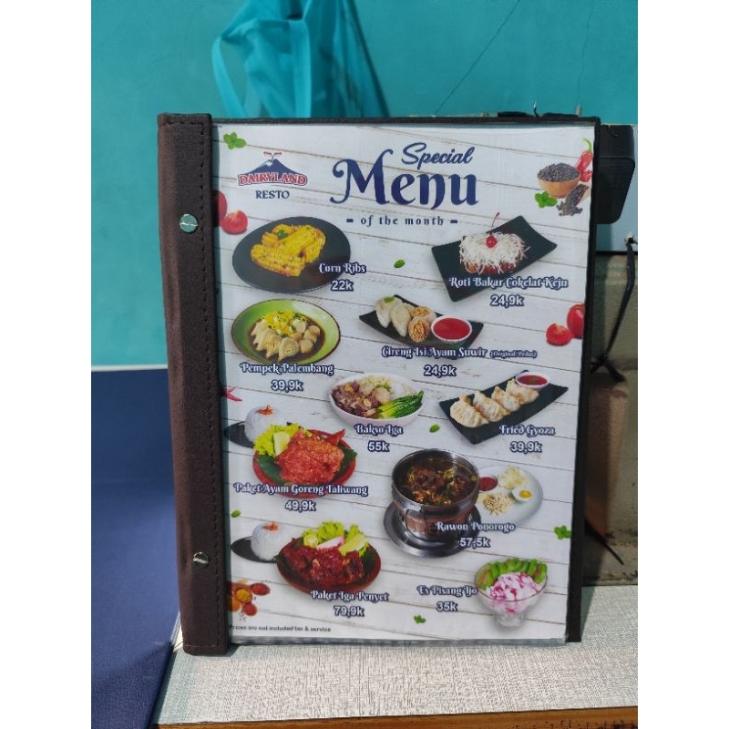 

cover buku menu resto, cafe dan hotel satu muka