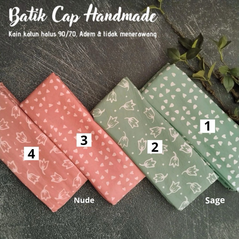 KAIN BATIK CAP LOVE SAGE AND NUDE