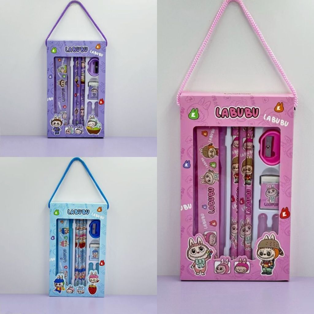 

SL88 - Set alat tulis pensil 5 in 1 motif LABUBU / set perlengkapan alat tulis sekolah anak lucu 5in1