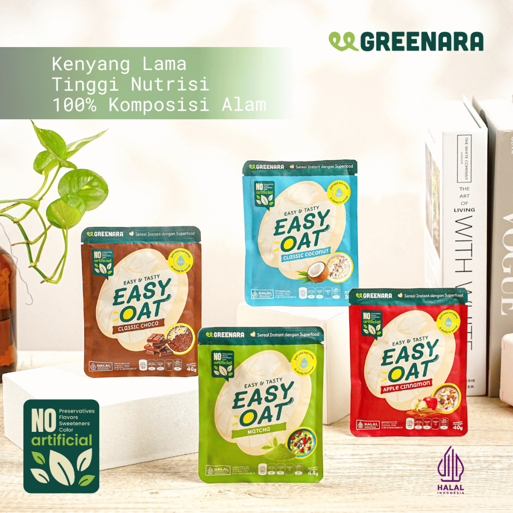 

Greenara Easy Oat / Instant Breakfast / Sarapan Sereal Sehat Kaya Nutrisi All Variant