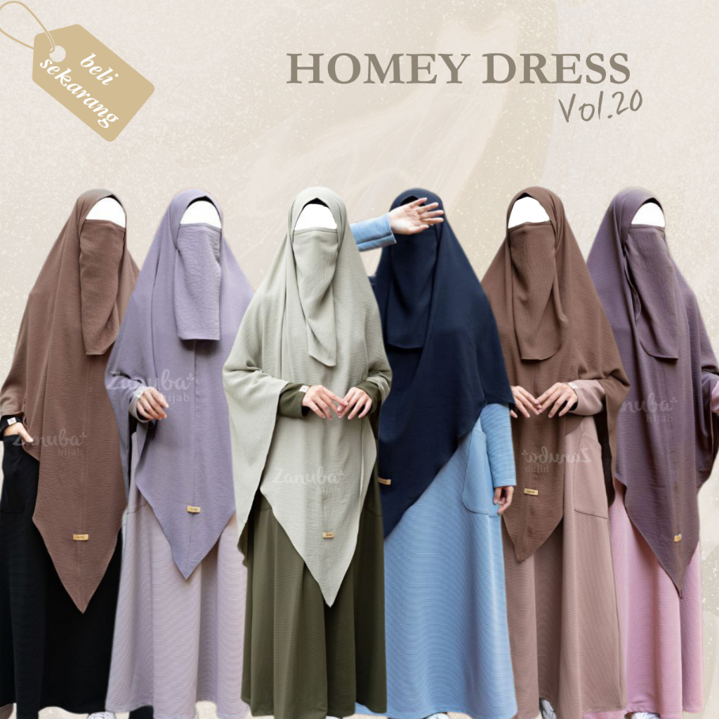 Homey Dress Vol.20 | Gamis Dress Polos Wanita Hijab Novea | Zanuba