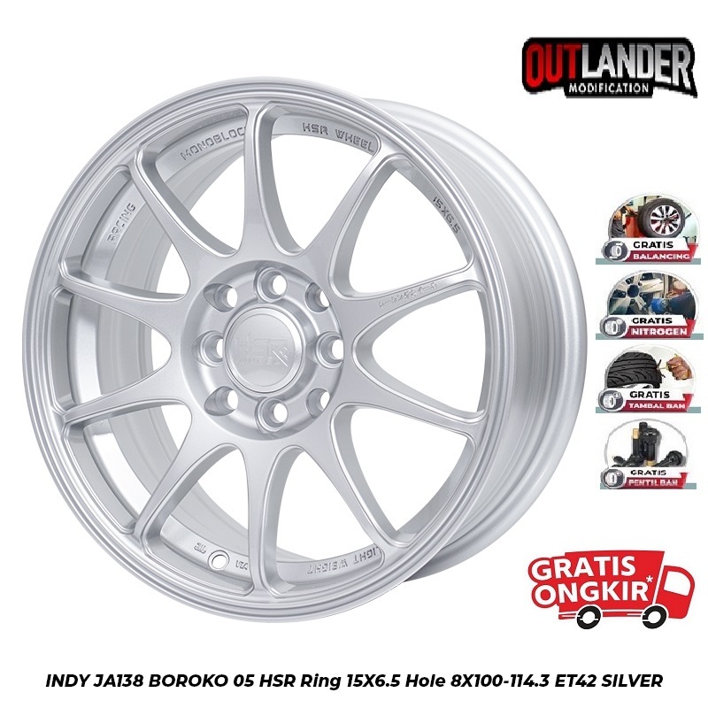 Velg Mobil Ring 15 Vios Mobilio Avega Sigra Jazz Yaris Avega Lancer Ignis Hsr Indy R15 Warna Silver