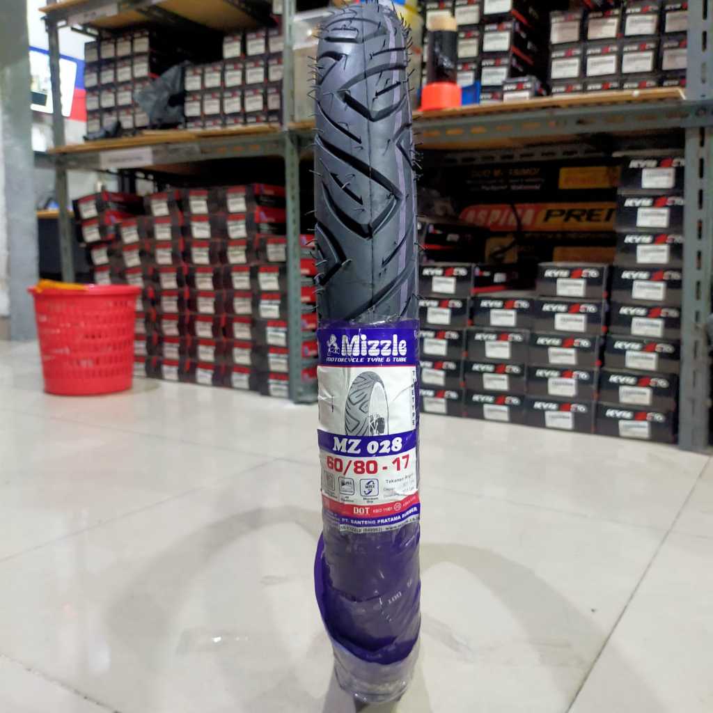 MIZZLE BAN DRAG UKURAN 60/80-17 RING 17 BAN CACING TUBETYPE NONTUBELESS MZ028