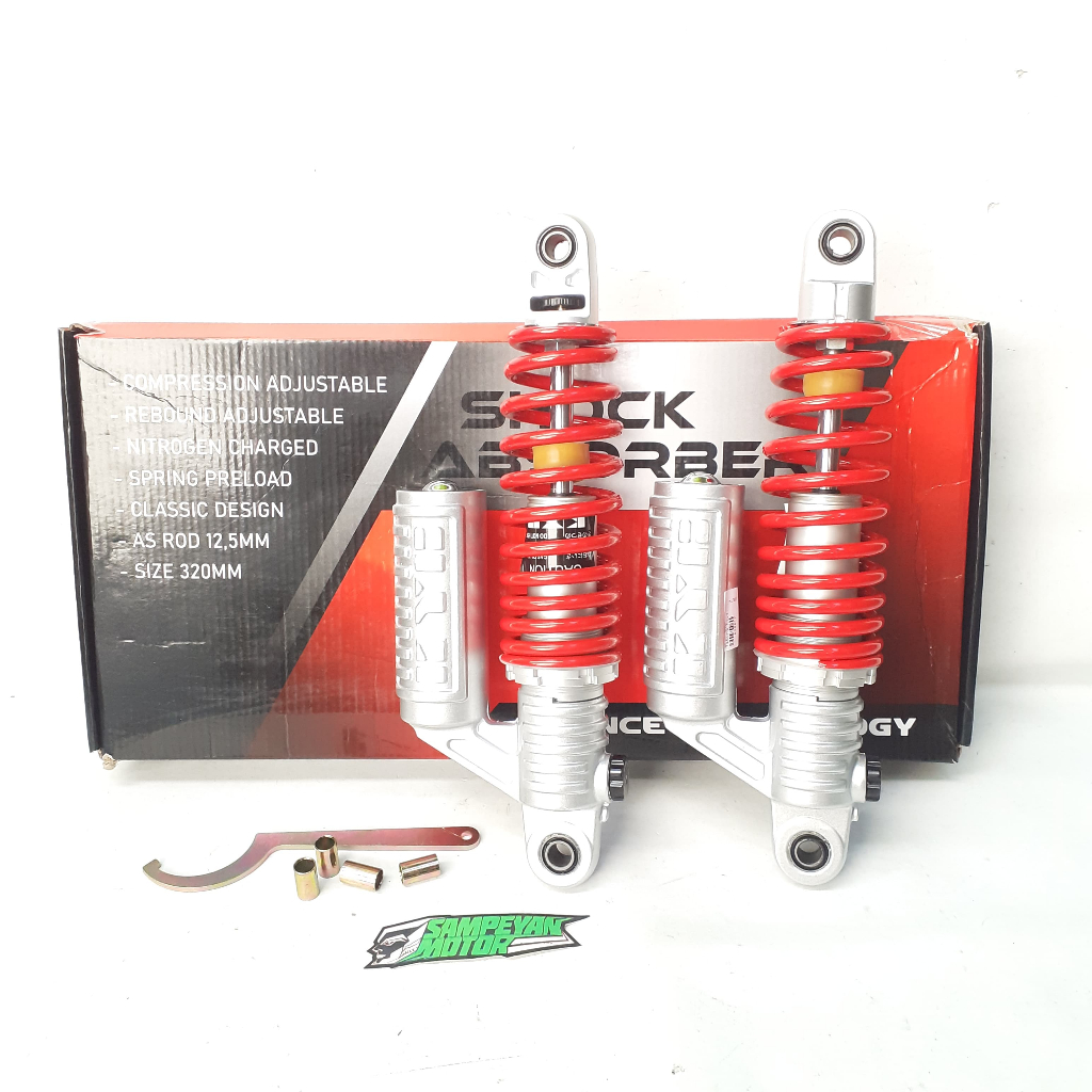 Sok Skok Shocbreaker Belakang Tabung Atas Kayaba KYB Import 320 mm Variasi Warna Red Silver Tiger GL