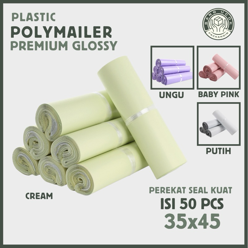 

PLASTIK POLYMAILER PREMIUM GLOSSY ISI 50 PCS Size 35x45CM