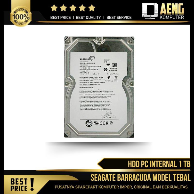 Hardisk Hard disk Harddisk Hdd Pc Internal 1 TB Merk seagate Barracuda Model Tebal