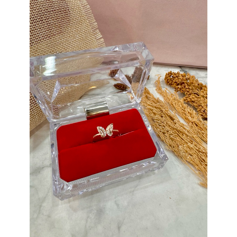 Cincin kupu kupu emas asli 8K