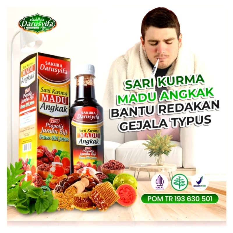 

Sari Kurma Madu Angkak SAKURA Darusyifa Plus Propolis Obat Typus Demam Tinggi & Menjaga Stamina