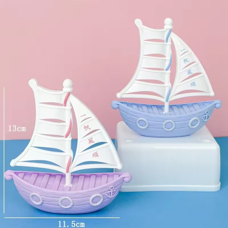 Topper Kue Perahu Layar Kapal Laut Jangkar Pelaut Nelayan Bajak Laut Cake Topper Decoration Happy Bi