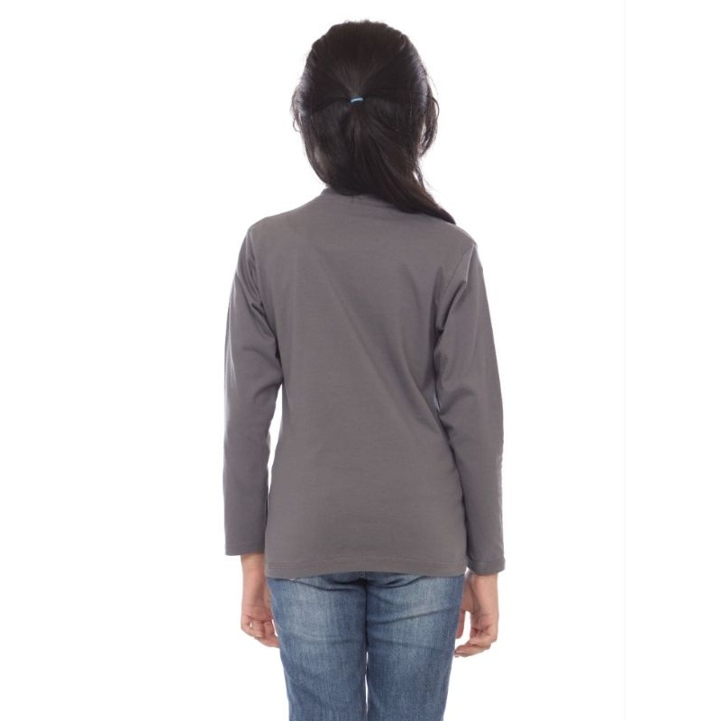 T-Shirt Premium Cotton - Kaos Gray Polos Lengan Panjang Kids Women (Wanita)