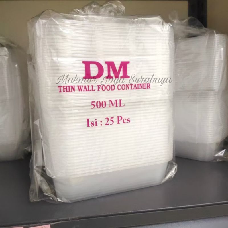 (25 pcs) Thinwall Rectangle 500ml DM/Thinwall kotak 500ml/Kotak Makan Plastik 500ml/Lunch Box/Box Na