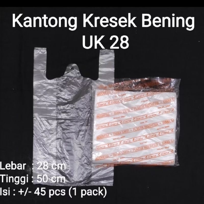 Kantong Plastik Bening UK 28, Plastik Bening, Kantong Kresek Bening (Diana Bening)