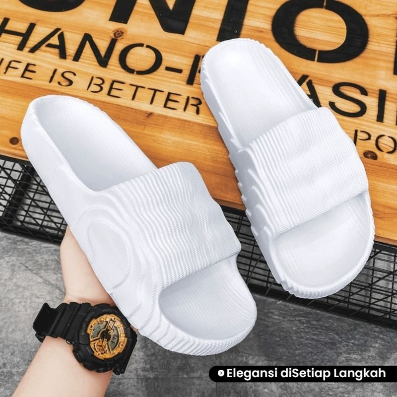 sandal putih, sandal kokop putih, sandal cowok cewek model adidas adilette, sandal cowok cewek polos