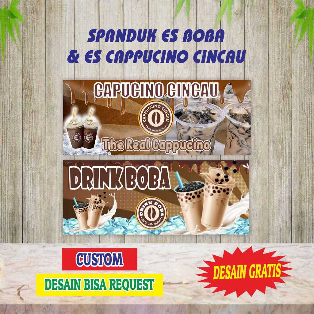 Banner Spanduk Es Boba Cappucino Cincau Bisa Request Desain