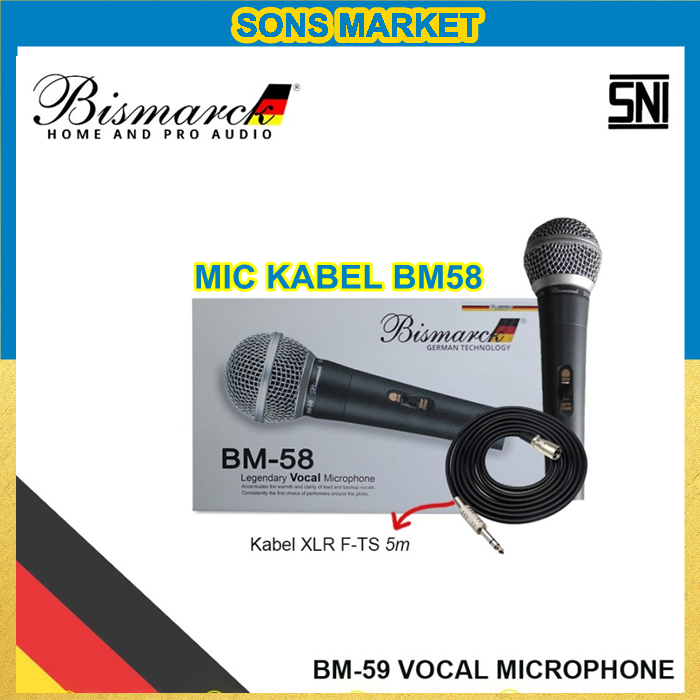 MICROPHONE BM 58 MIC Bismarck Legendary Vocal Microphone Mic kabel BM58