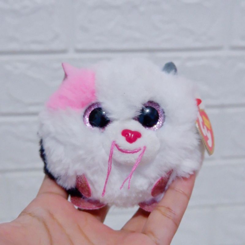 boneka kucing bulat putih pink ori ty new