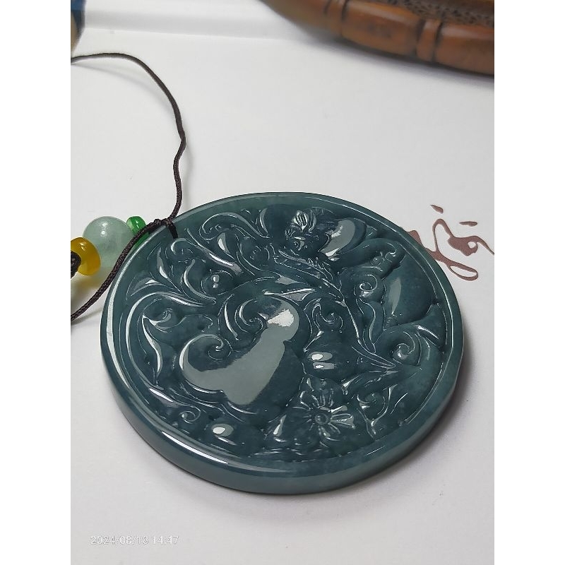 Kalung Liontin Giok Burma Shio Kambing kelinci Ruyi bersertifikat