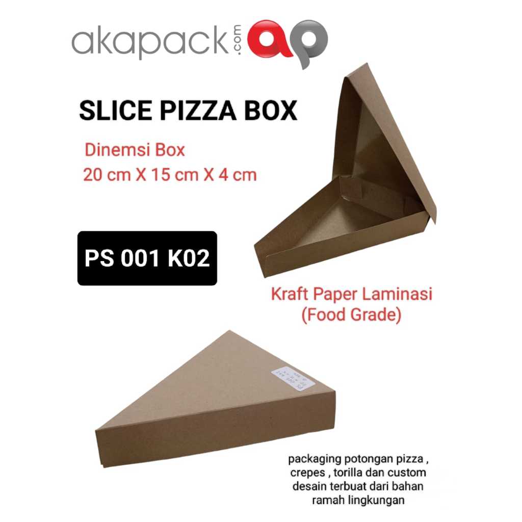 (10pc) Box Pizza Slice Segitiga PS 001 K02 / Dus Pizza Slice  Packaging Crepes, Laminasi Kraft